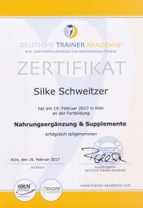 Zertifikat der Deutschen Trainerakademie - Nahrungsergänzung-Supplemente